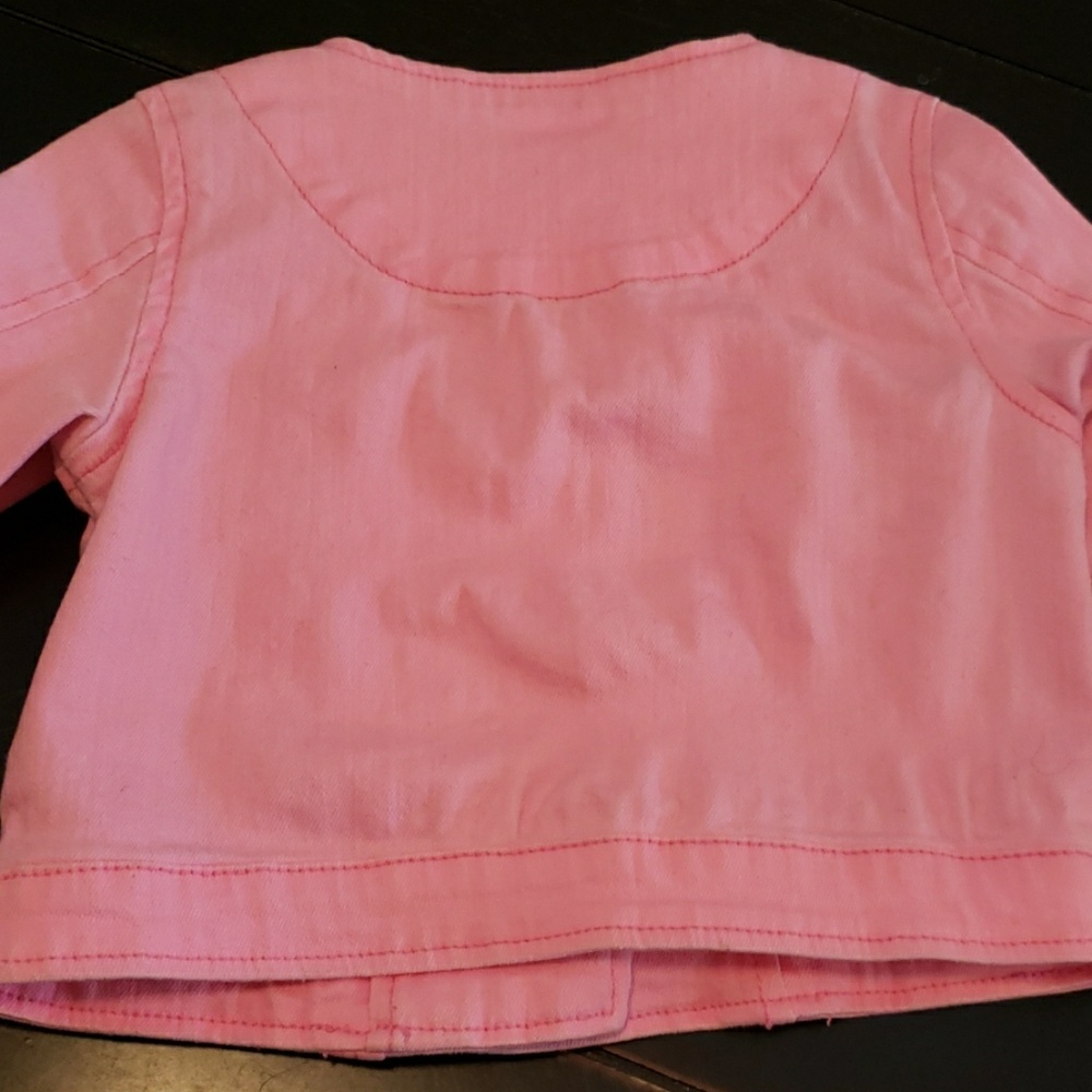 Pink denim biker style jacket - Picture 3 of 4